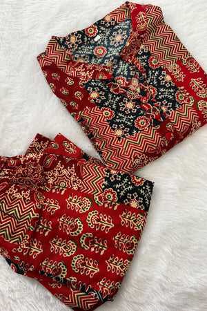 Maroon Printed Rayon Co-ord Set (ACA8361)