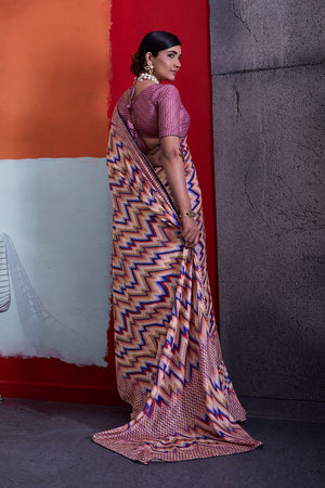 Peach Printed Cotton Saree (ACA8367)