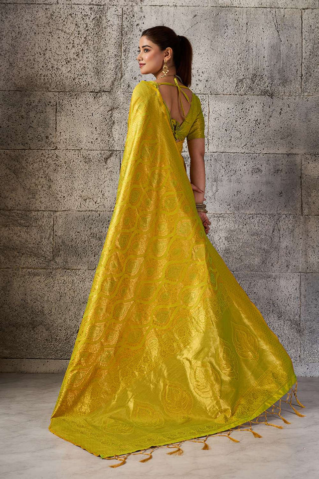 Mustard Woven with Jacquard Kanjivaram Saree (ACA8388)