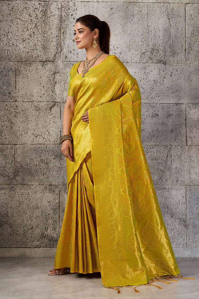 Mustard Woven with Jacquard Kanjivaram Saree (ACA8388)