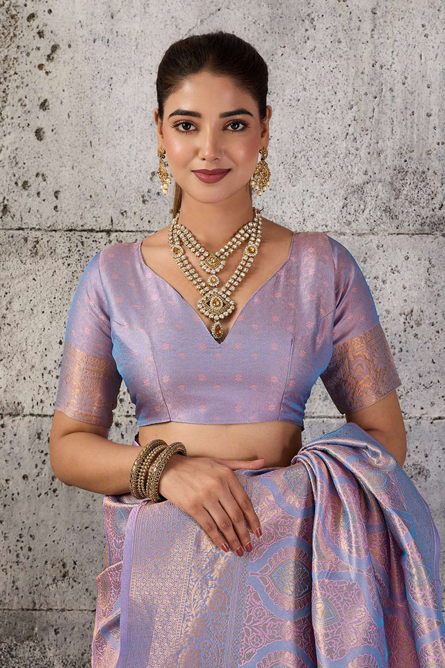 Lavender Woven with Jacquard Kanjivaram Saree (ACA8389)