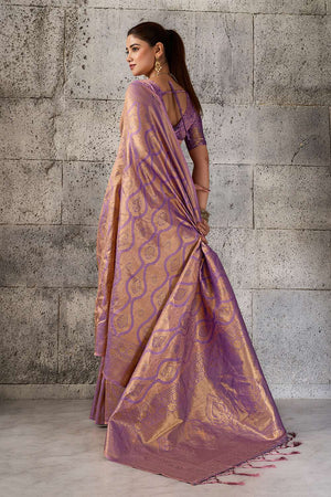 Violet Woven with Jacquard Kanjivaram Saree (ACA8391)