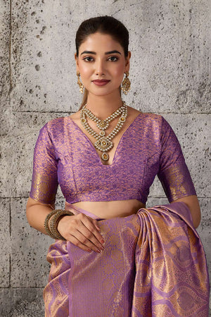 Violet Woven with Jacquard Kanjivaram Saree (ACA8391)