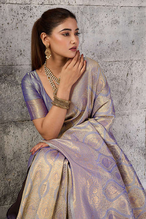 Grey Woven with Jacquard Kanjivaram Saree (ACA8392)