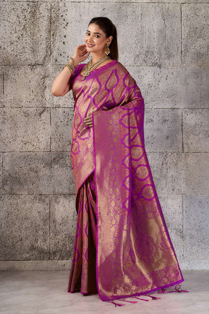 Magenta Woven with Jacquard Kanjivaram Saree (ACA8393)