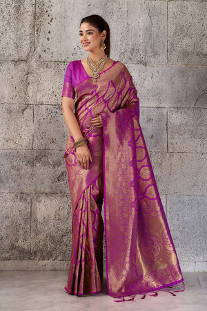 Magenta Woven with Jacquard Kanjivaram Saree (ACA8393)