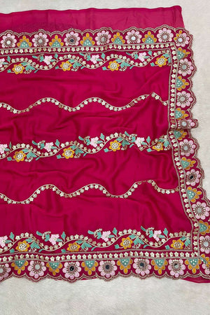 Pink Embroidered Silk Saree (ACA8423)