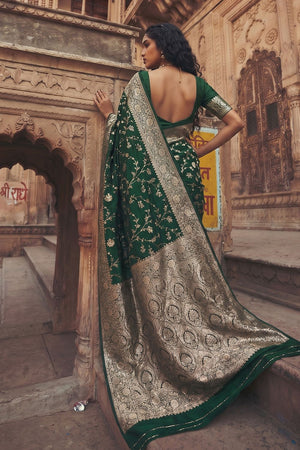 Green Floral Woven Art Silk Saree (ACA8455)