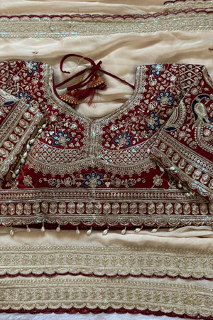 Beige Embroidered Silk Saree (ACA8458)