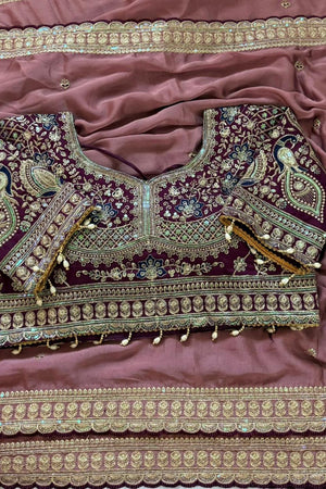 Mauve Embroidered Silk Saree (ACA8459)