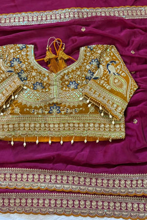 Maroon Embroidered Silk Saree (ACA8462)