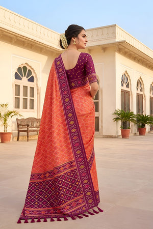 Orange Woven Silk Saree (ACA8468)