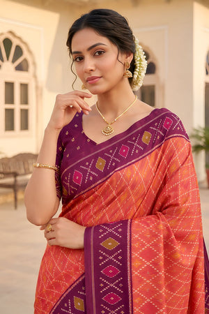 Orange Woven Silk Saree (ACA8468)