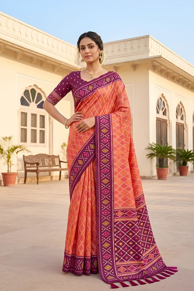 Orange Woven Silk Saree (ACA8468)