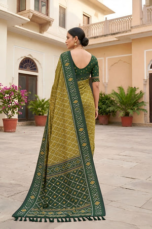 Mehendi Woven Silk Saree (ACA8470)
