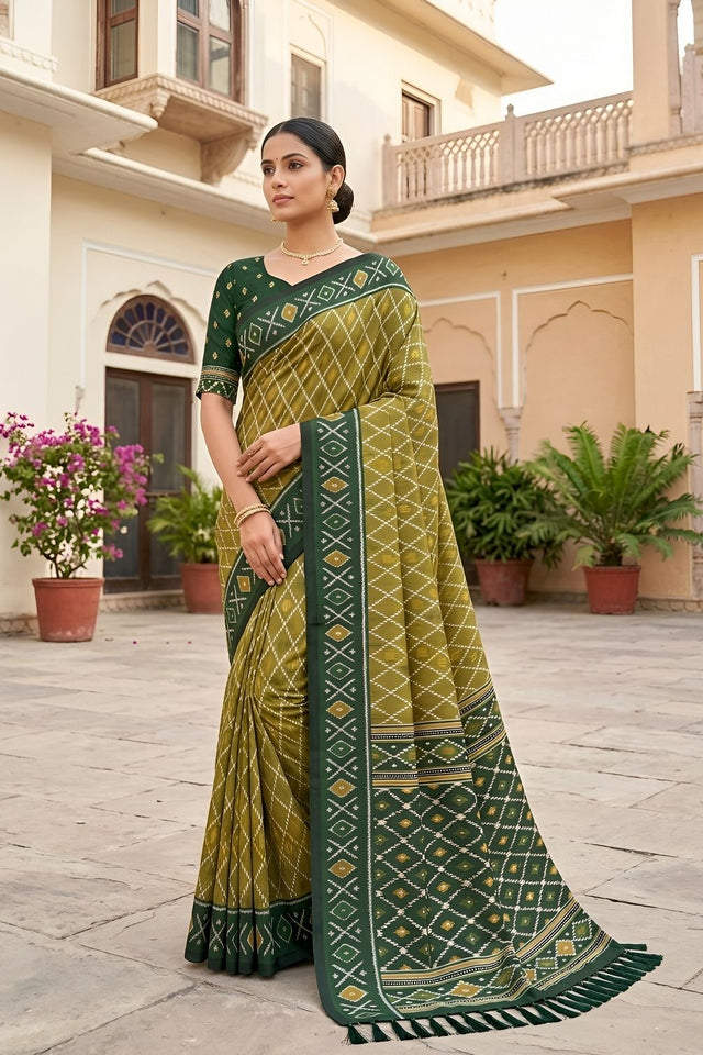 Mehendi Woven Silk Saree (ACA8470)