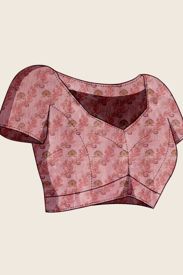 Pink Woven with Printed Linen Saree (ACA8490)
