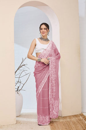 Pink Printed Chiffon Ready to Wear Saree (ACA8510)