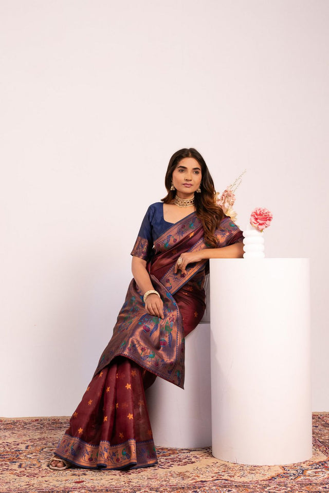 Brown Paithani Woven Silk Saree (ACA8515)