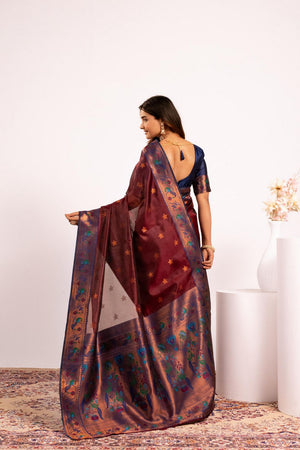 Brown Paithani Woven Silk Saree (ACA8515)