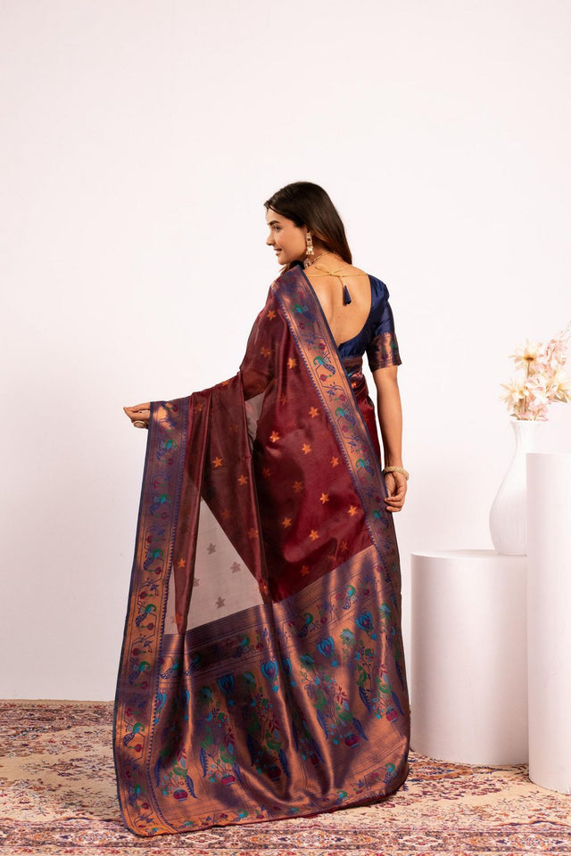 Brown Paithani Woven Silk Saree (ACA8515)