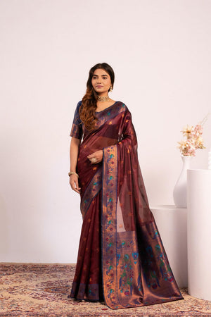 Brown Paithani Woven Silk Saree (ACA8515)