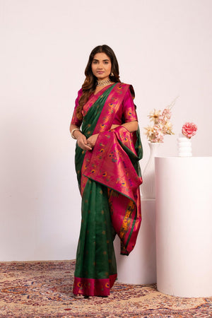 Green Paithani Woven Silk Saree (ACA8516)