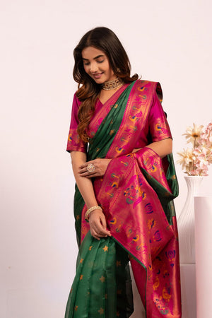 Green Paithani Woven Silk Saree (ACA8516)