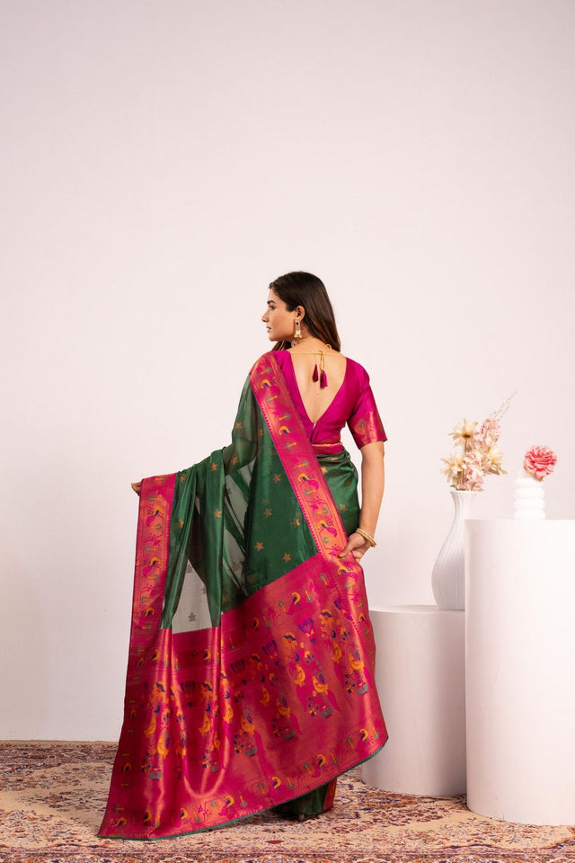 Green Paithani Woven Silk Saree (ACA8516)