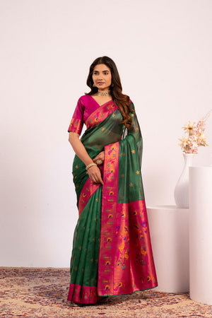 Green Paithani Woven Silk Saree (ACA8516)