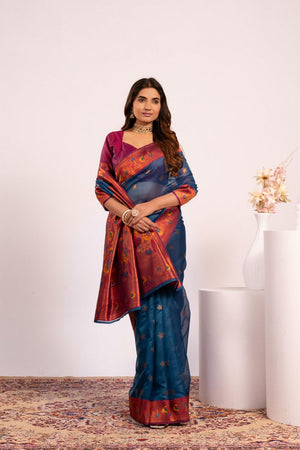 Turquoise Paithani Woven Silk Saree (ACA8517)