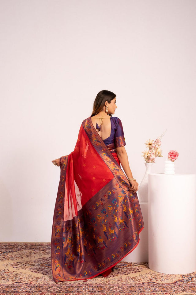 Red Paithani Woven Silk Saree (ACA8518)