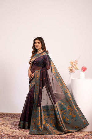 Wine Paithani Woven Silk Saree (ACA8520)