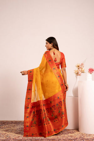 Yellow Paithani Woven Silk Saree (ACA8521)