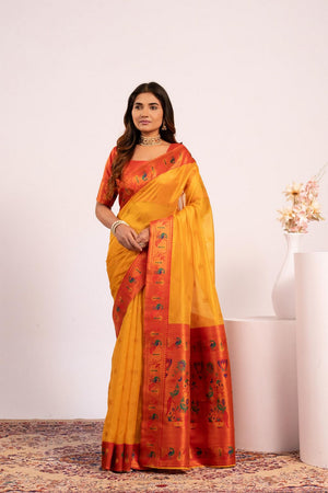 Yellow Paithani Woven Silk Saree (ACA8521)