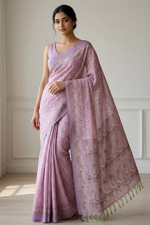 Pink Woven Cotton Blend Saree (ACA8560)