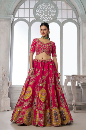 Pink Sequin with Floral Embroidered Silk Lehenga (ACA8572)