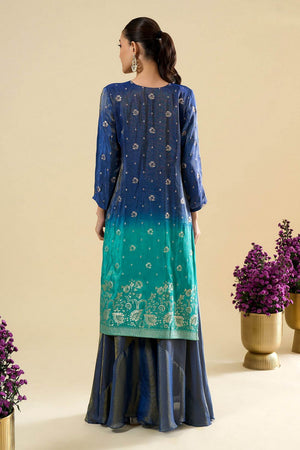 Blue Viscose Woven Palazzo Suit (ACA8607)