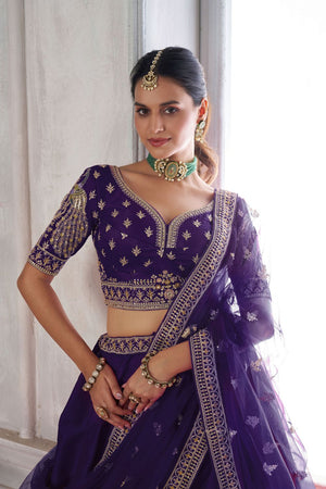 Purple Silk Sequin with Embroidered Lehenga (ACA8648)