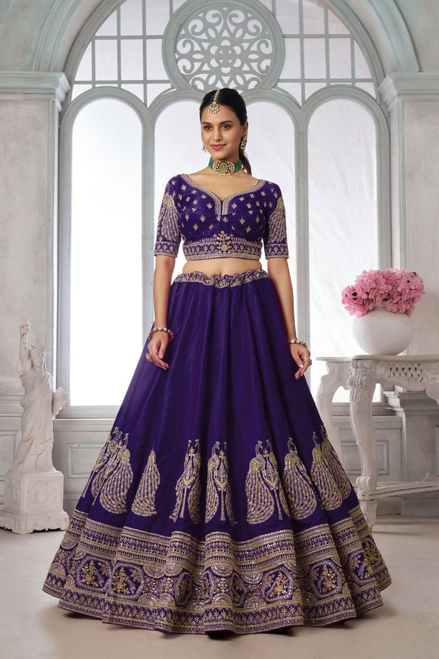 Purple Silk Sequin with Embroidered Lehenga (ACA8648)
