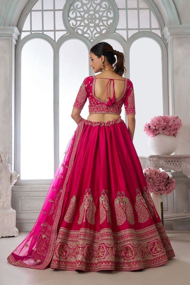 Pink Silk Sequin with Embroidered Lehenga (ACA8649)