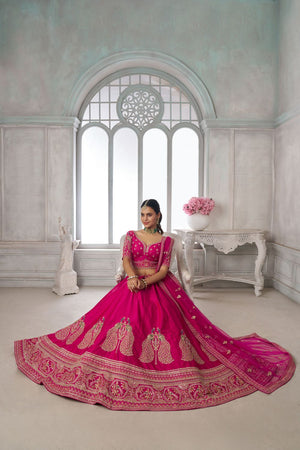 Pink Silk Sequin with Embroidered Lehenga (ACA8649)