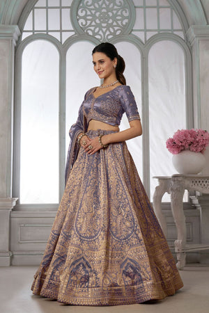 Purple Tissue Sequin with Embroidered Lehenga (ACA8651)