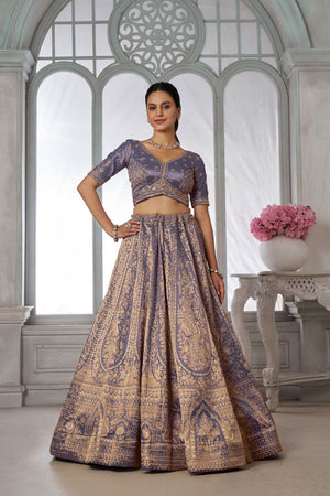 Purple Tissue Sequin with Embroidered Lehenga (ACA8651)