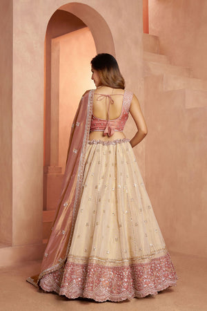Cream Tissue Embellished Lehenga (ACA8655)