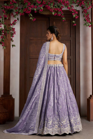 Purple Tissue Sequin with Embroidered Lehenga (ACA8657)