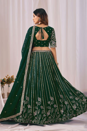 Green Georgette Sequin with Embroidered Lehenga (ACA8659)