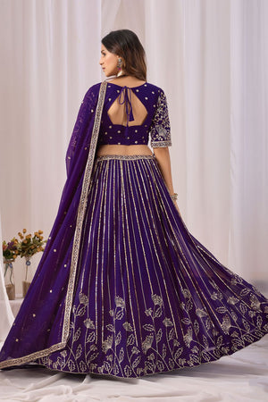 Purple Georgette Sequin with Embroidered Lehenga (ACA8660)