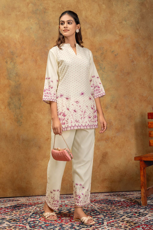 Pink Floral Printed Cotton Co-Ord Set (ACA8691)