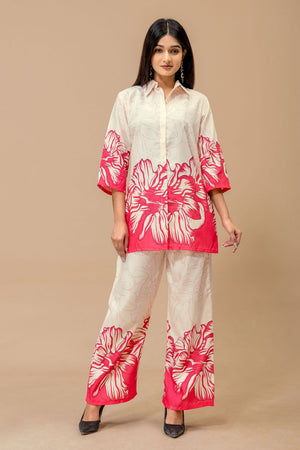 Pink Floral Printed Cotton Co-Ord Set (ACA8692)